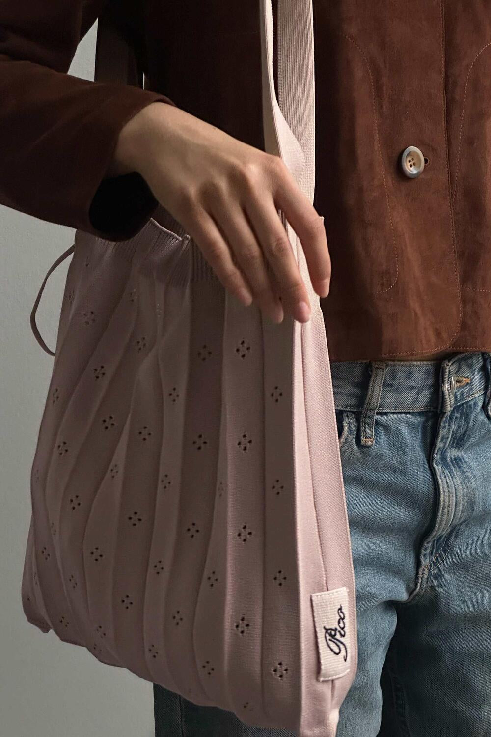 Fleur strikket taske - Oyster Pink